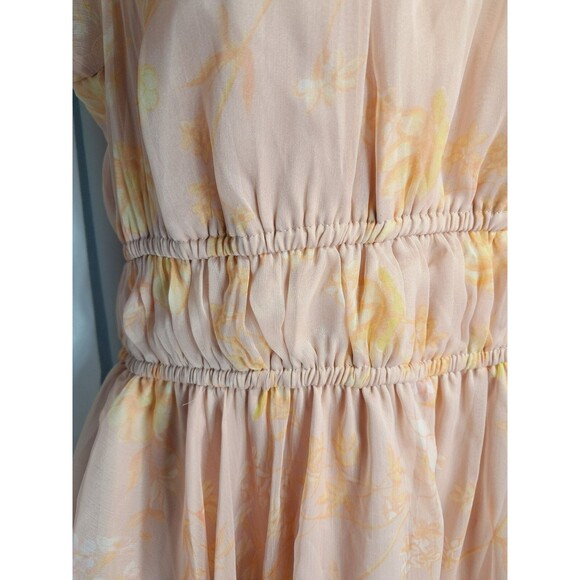 NWT French Connection Coral Floral Peach Diana Rec Crinkle Flowing Dress Size 12 - Picture 10 of 16